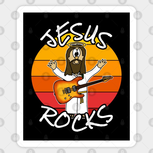 Jesus Rocks Electric Guitar Christian Guitarist Sticker by doodlerob